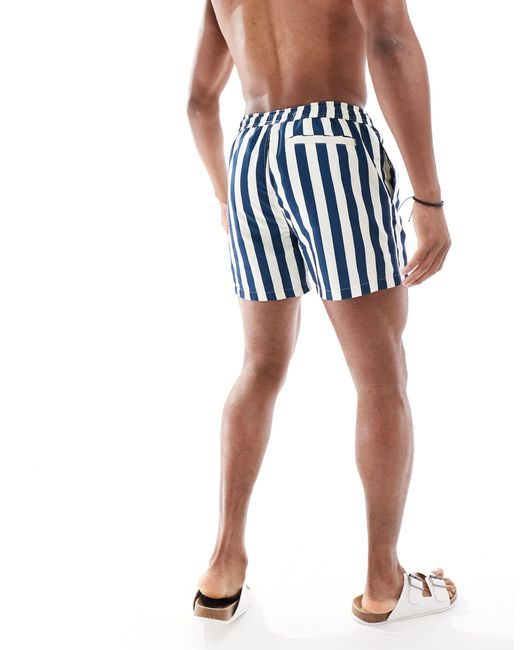New Look Blue Tom Striped Swim Shorts for men