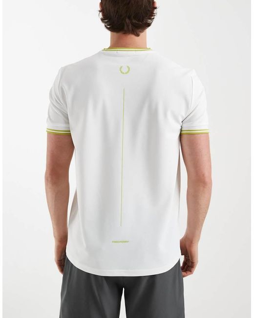 Fred Perry White Tennis Co-Ord Performance Ringer Logo T-Shirt for men