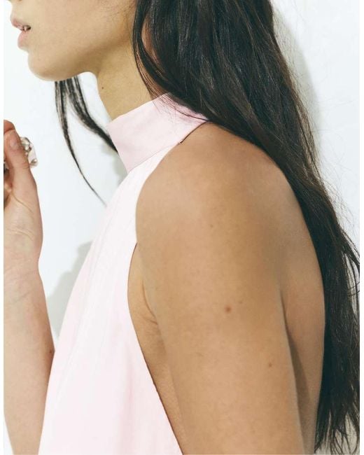 Pull&Bear White Short Halter Satin Dress