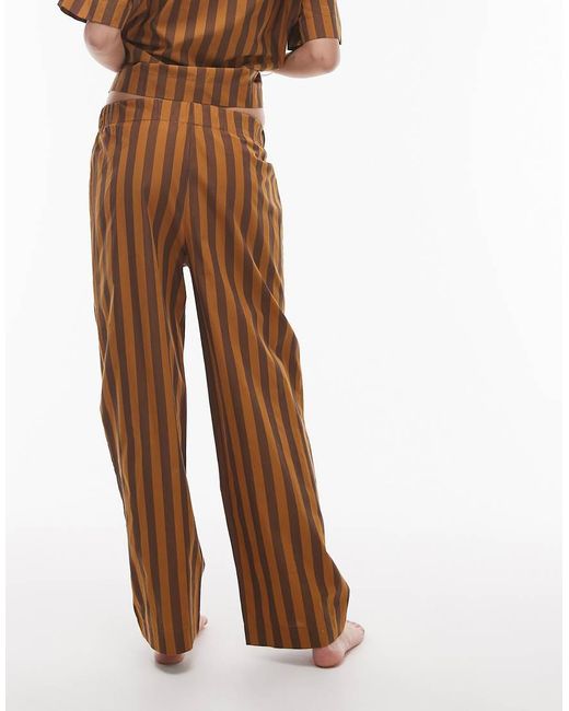 Mango Brown Cotton Wide Leg Pyjama Trouser Co-Ord