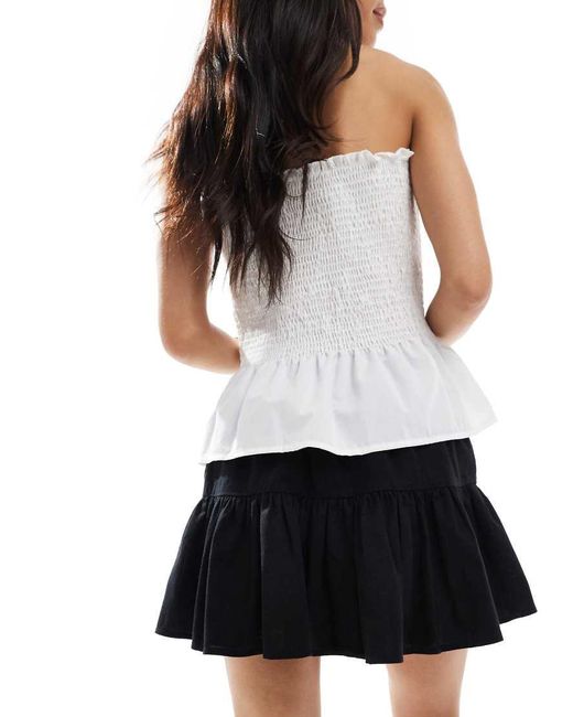 Minigonna Pantalone Nera Effetto Lino Con Vita Scesa di ASOS in Black