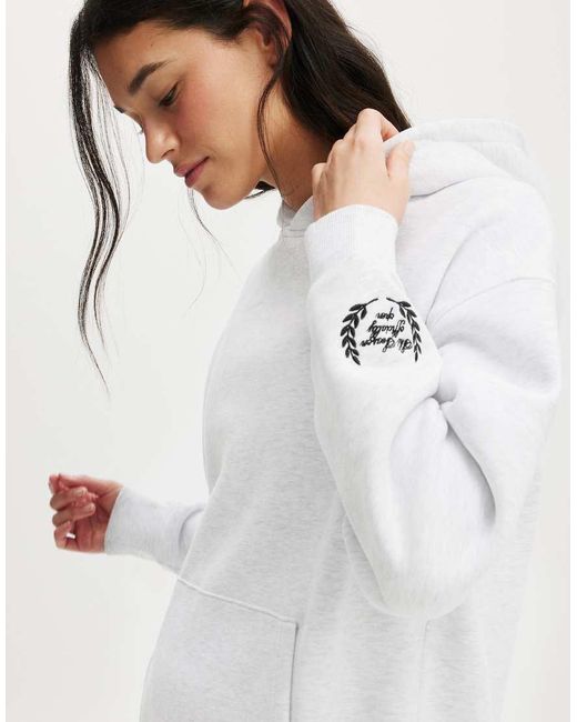 Cotton On White Plush Premium Graphic Hoodie