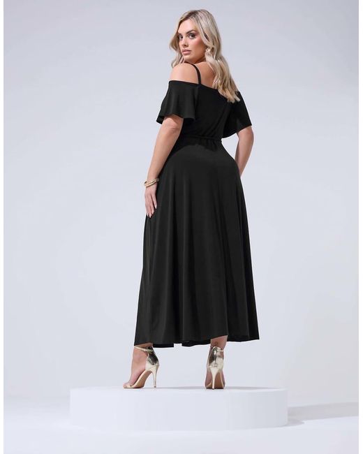 Yours Clothing Black Cold Shoulder Maxi Dress
