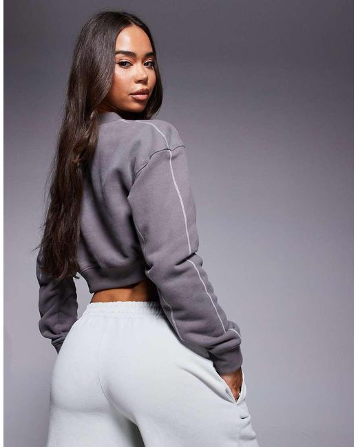 Good For Nothing Gray Cropped Sweatshirt