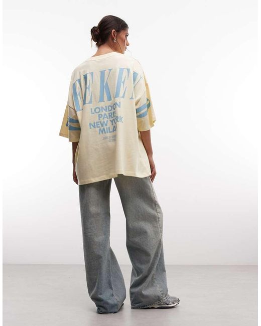 ASOS Natural Weekend Collective Icon Oversized T-shirt With Stacked Back Logo