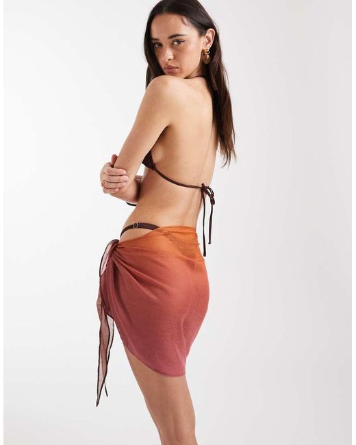 Pieces Red Mini Sheer Sarong