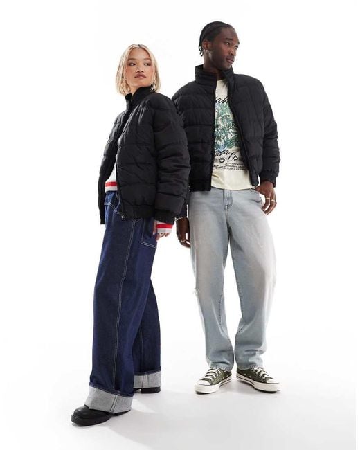 Reclaimed (vintage) Blue Unisex Zip Through Puffer Jacket