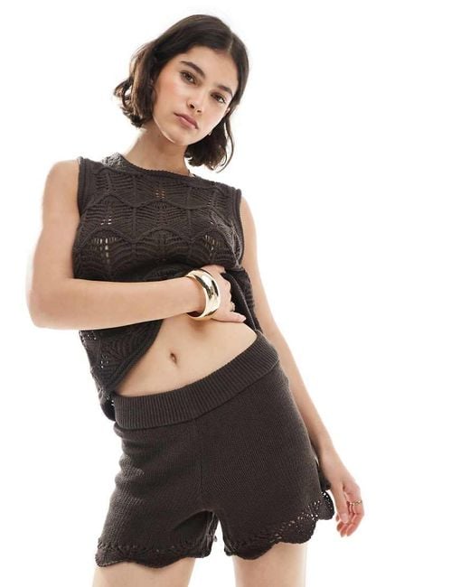 Vero Moda Black Crochet Knitted Shorts Co-Ord