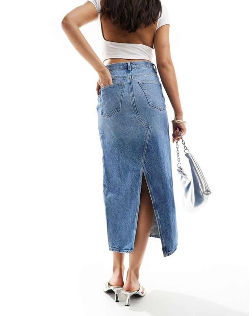 & Other Stories Blue Column Denim Midi Skirt