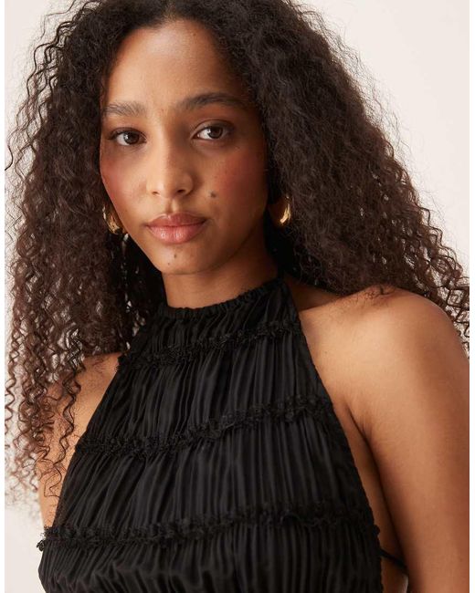 Gina Tricot Brown Co-ord Shirred Halterneck Top