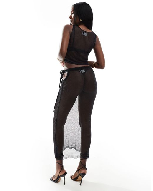 ASOS Black Knitted Metallic Midaxi Skirt Co-ord