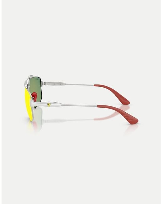 Ray-Ban Rb3789M Scuderia Ferrari Collection Square Sunglasses With Mirrored Lens