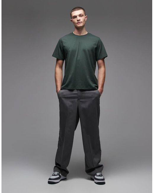 SELECTED Green 100% Cotton Regular Fit T-shirt for men