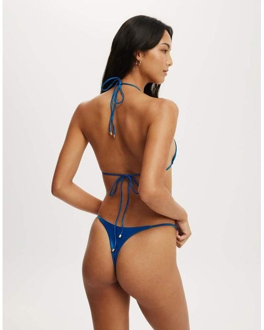 Cotton On Blue Micro String Triangle Bikini Top