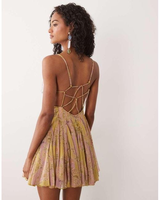 ASOS Brown Embellished Bust Cami Cut Out Mini Dress