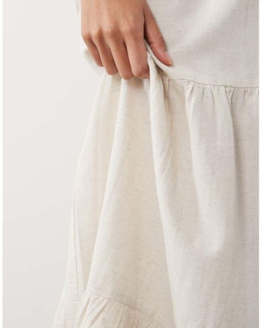 Vila White Linen-blend Tiered Maxi Boho Skirt