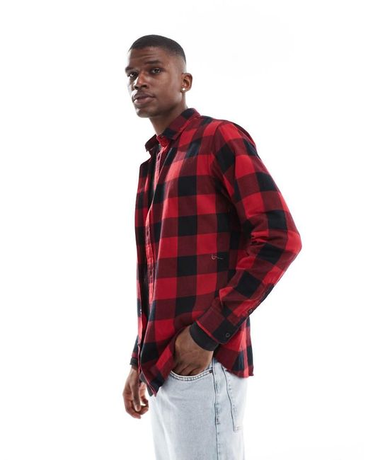 Jack & Jones Red Essentials Brushed Check Shirt for men