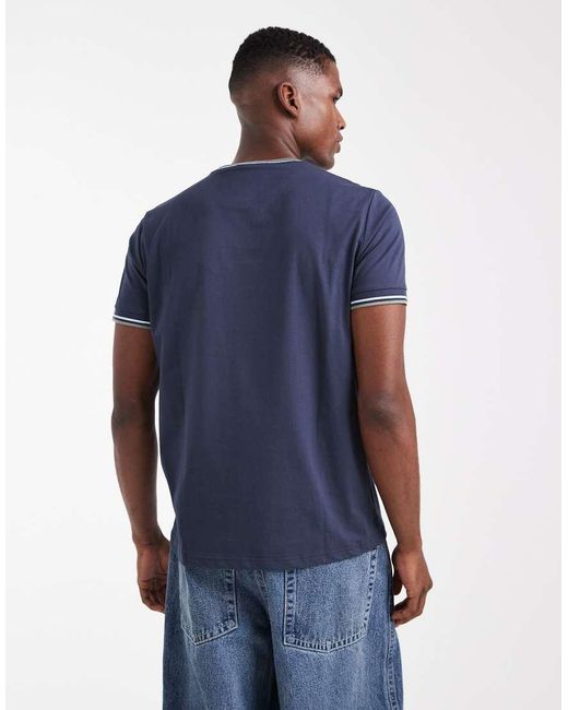 Fred Perry Blue Twin Tipped T-Shirt for men