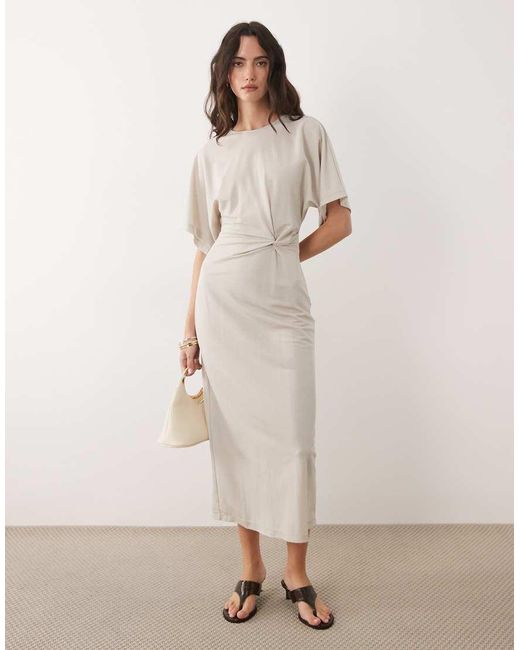 Mango Natural T-Shirt Dress With Twist Detail