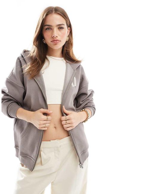 Felpa Con Cappuccio Oversize Con Zip di Tala in White