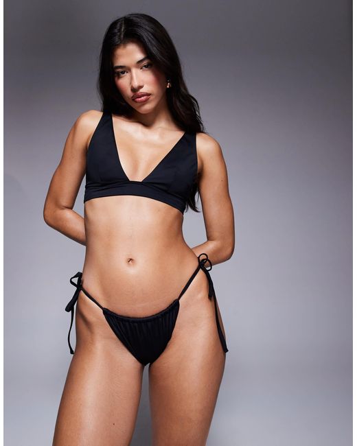 ASOS Black Maya Mix And Match Sleek Plunge Bikini Top