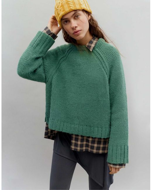 Pull en maille chenille - bouteille Pull&Bear en coloris Green