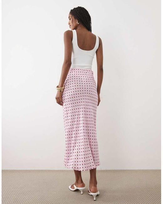 Nobody's Child Pink Alana Satin High Waist Midi Skirt