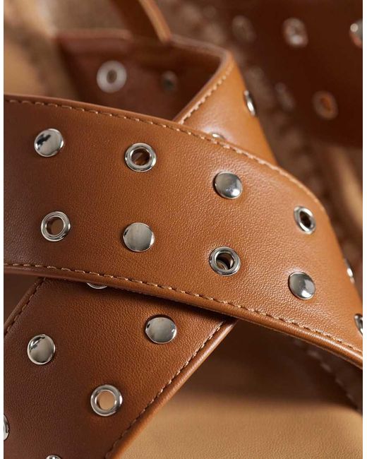 South Beach Natural Studded Espadrille Wedge Sandals