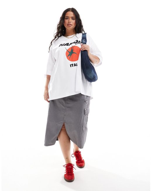 ASOS White Asos Design Curve Oversized T-shirt With Napoli Tomato Graphic
