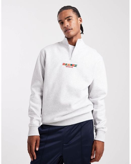 Parlez White 1/4 Zip Embroidered Logo Sweatshirt for men