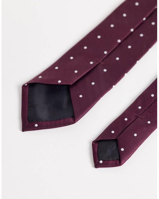 ASOS Purple Polka Dot Tie And Pocket Square for men