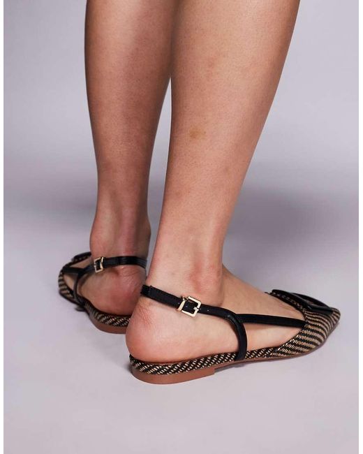 River Island Black Raffia Pointed Ballet Flat