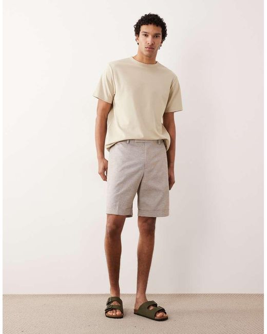 ASOS Natural Linen Rich Tailored Regular Shorts for men