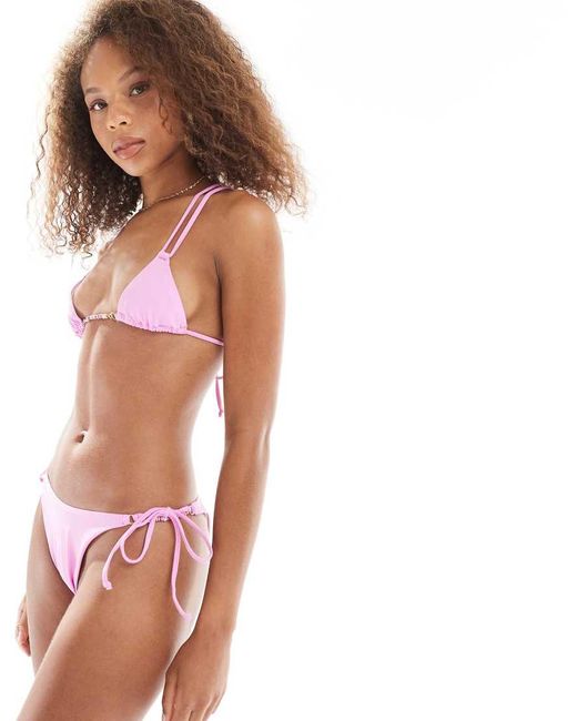 ASOS Red Triangle Bikini Top With Sugar Charm Trim
