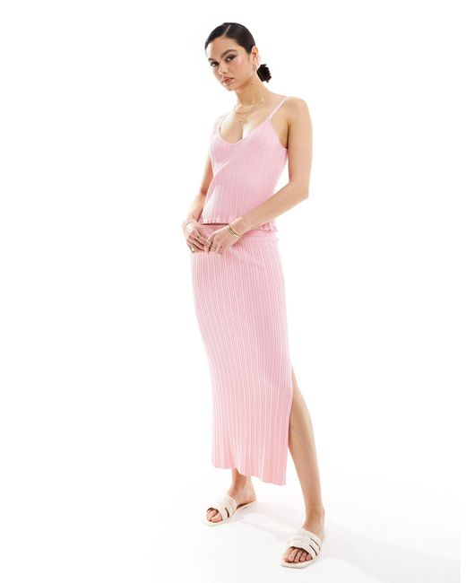 ASOS Pink Knitted Midi Skirt
