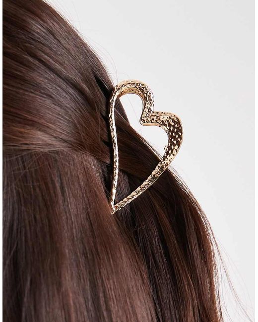ASOS Brown Abstract Metal Heart Hair Claw