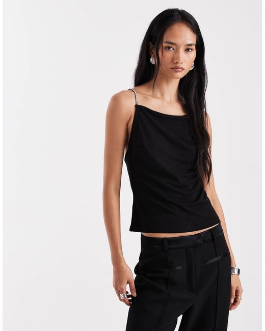 Vero Moda Black Slinky Jersey Cami Top With Diamante Embellished Straps