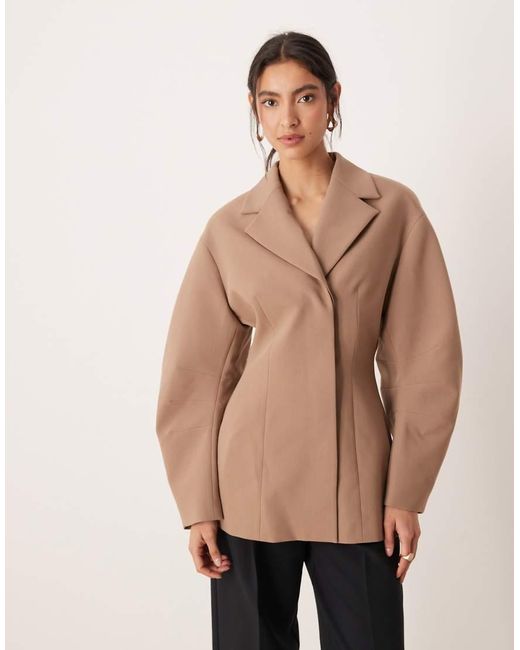 ASOS Natural Tailored Collar Cinch Waist Jacket
