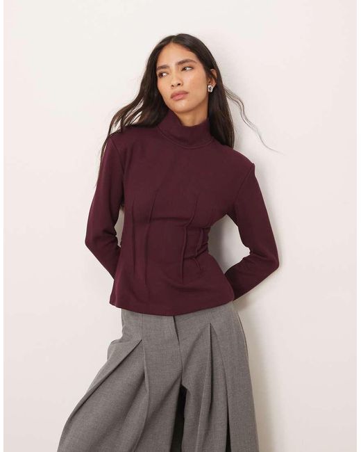 ARRANGE Purple Structured Jersey Top With Padded Shoulder