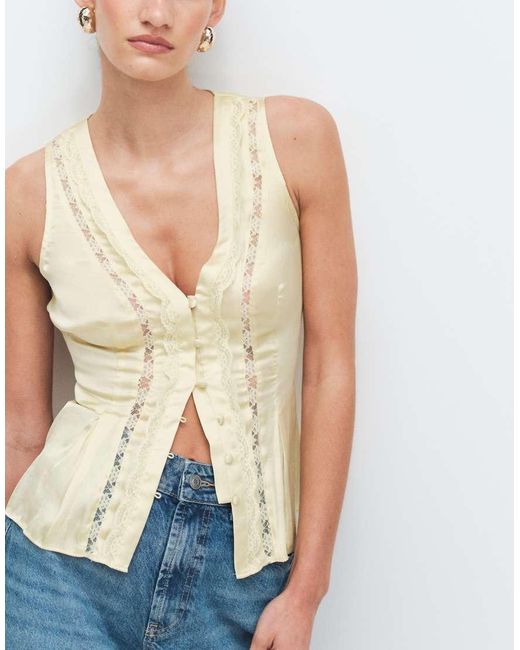 New Look Blue Satin Lace Top
