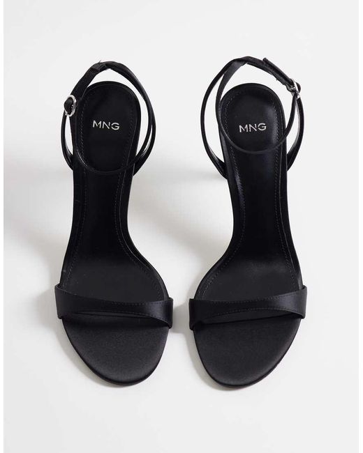 Mango White Heeled Classic Sandal With Ankle Tie