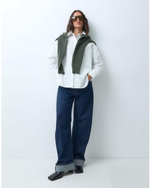 ASOS Blue Dipped Hem Oversized Shirt
