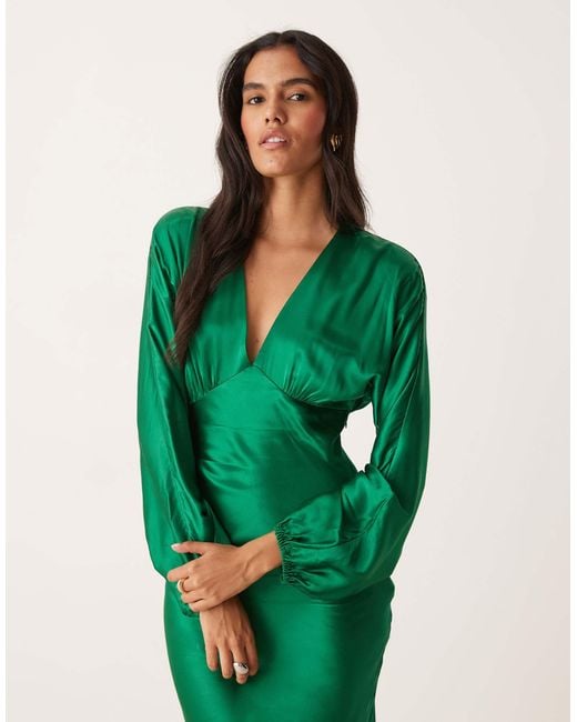 Allura - robe mi-longue à manches ballon et col en v Nobody's Child en coloris Green