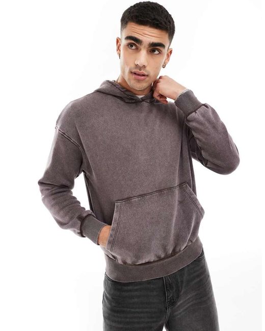 Felpa Con Cappuccio Oversize Lavaggio Acido di ADPT in Gray da Uomo