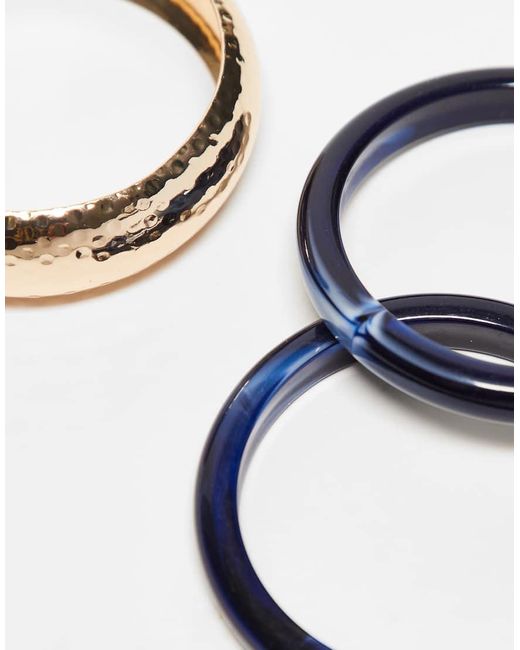 ASOS Set Van 3 Armbanden Met Donkerblauw Harsdetail En in het Blue