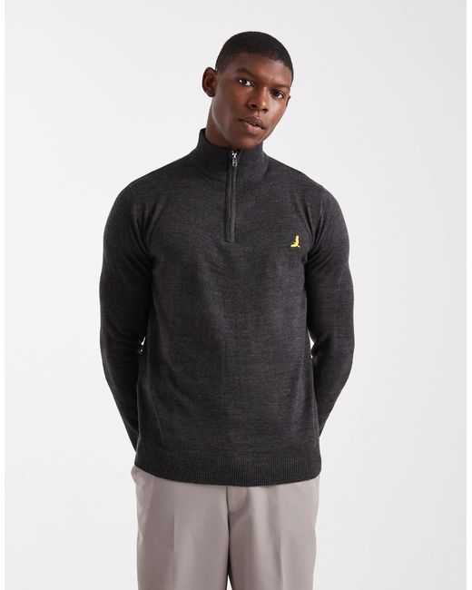 Brave Soul Black 1/4 Zip Knitted Jumper for men