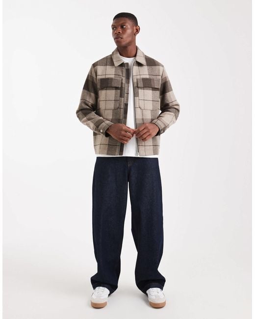 Jack & Jones Gray Wool Harrington Jacket for men