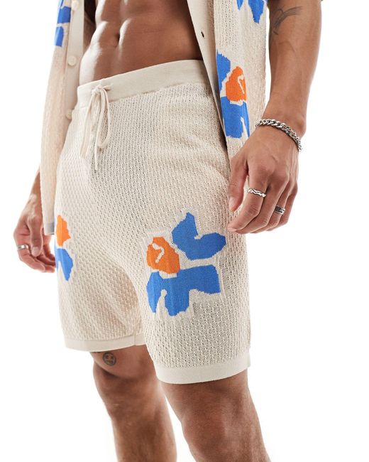 Pantalones cortos con textura ASOS de hombre de color Blue