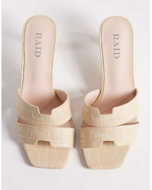 Raid Natural Clydie Kitten Heel Mule Sandals