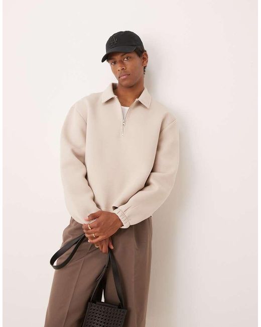 Sudadera Beis De Corte Cuadrado Extragrande Con Cremallera Corta De Tejido Grueso Efecto Neopreno De -Neutro ASOS de hombre de color Natural